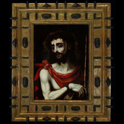 LUIS DE MORALES "EL DIVINO" (Badajoz h. 1510 - 1586) - "Ecce Homo".  &Oacute;leo sobre tabla.