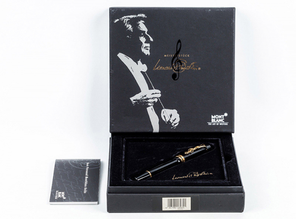 Estilográfica MONTBLANC Meisterstück, dedicada a Leonard Bernstein, Edición limitada y numerada C. 1996.