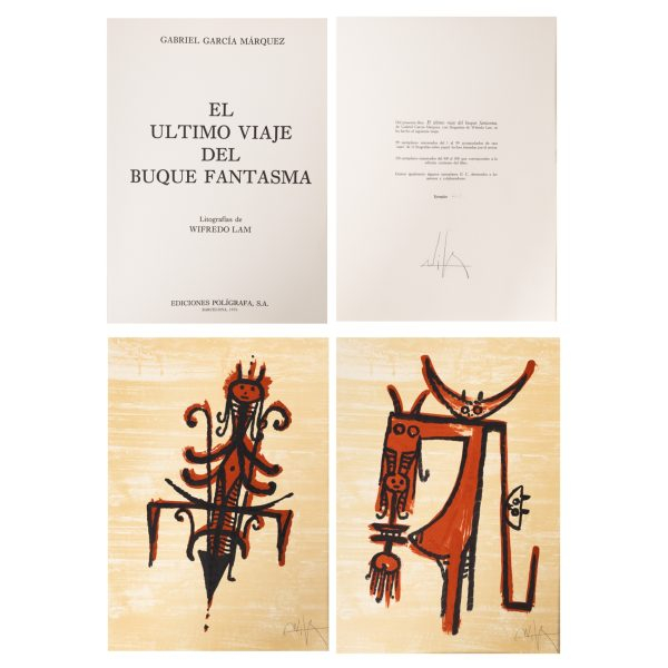 Oscar de la Concepción Wifredo Lam. El último viaje del buque fantasma.  Libro estuche con «suite» de 12 litografías 