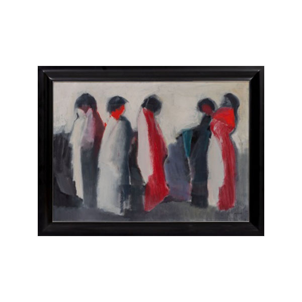 JOSÉ BARCELÓ ALBADALEJO  (Cartagena, Murcia 1923 - Bilbao 2001) "Gitanos " Firmado: José Barceló Óleo / Lienzo 