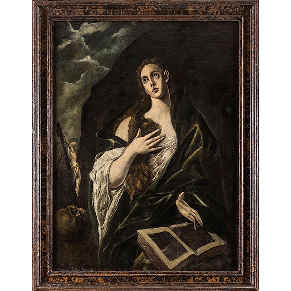 Circulo de "El Greco", ffs.XVI - pps.S.XVII "Magdalena penitente"