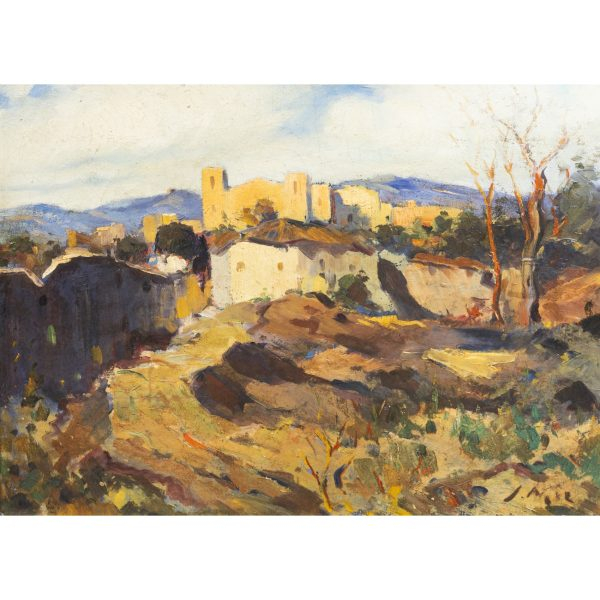Joaquim Mir Trinxet (Barcelona, 1873-1940)  Castillo de Miravent.  &Oacute;leo sobre tela. Firmado 