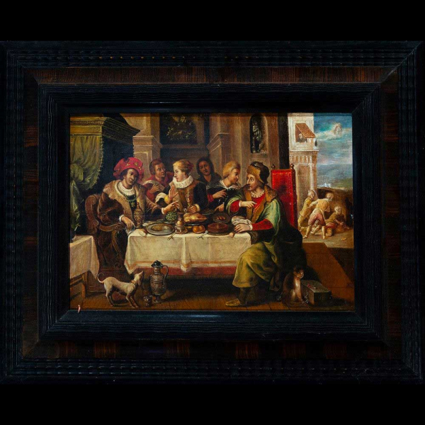 El Banquete en Epuron, atribuído a Frans Francken II (Amberes, 1581 - Amberes, 1642).