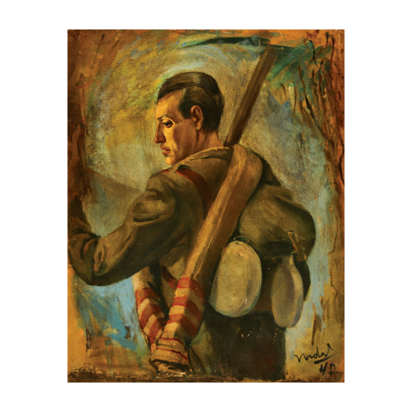 Carles Nadal Ferreres (París, Francia, 1917-Sitges, Barcelona, 1998) Retrato de José Antonio Primo de Rivera en uniforme de campaña. Óleo sobre tela. Firmado y fechado en 1940.