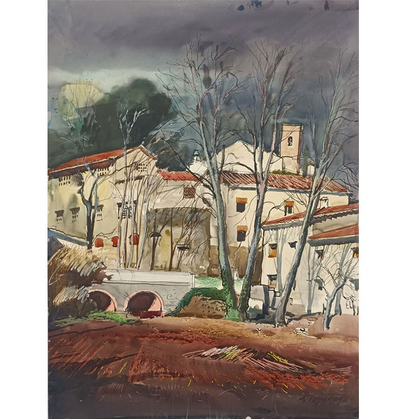 Frederic Lloveras i Herrera (Barcelona, 1912 - Tossa de Mar, 1983). Acuarela sobre papel firmada y fechada 71