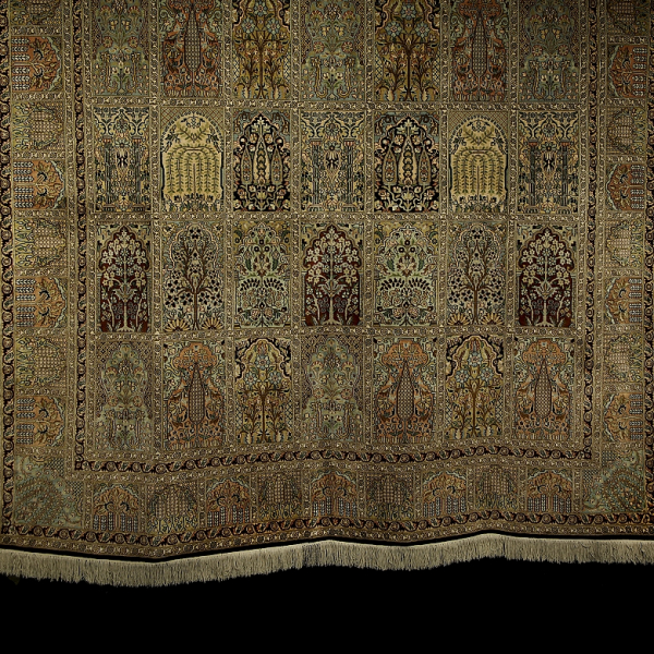 Alfombra kachemir seda pura, dise&ntilde;o Ghom, s.XX. 
