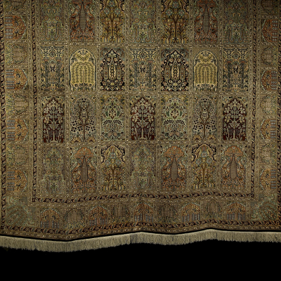 Alfombra kachemir seda pura, dise&ntilde;o Ghom, s.XX. 