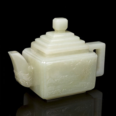 Tetera de jade blanco &quot;Lago&quot;, dinastía Qing. 