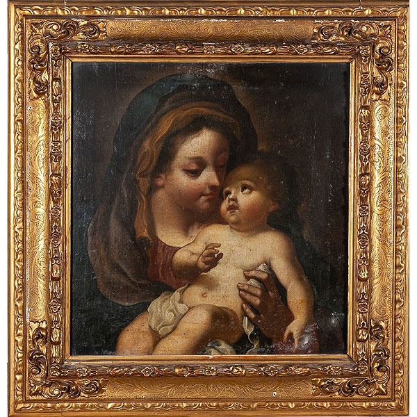 Escuela italiana hacia 1700 "Virgen con el Niño"