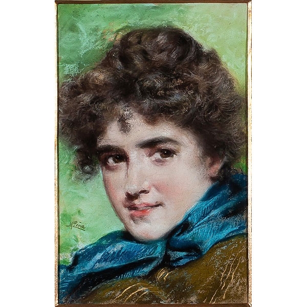 Maximino Peña (Salduero, Soria, 1863 - Madrid, 1940)  "Retrato de joven" 