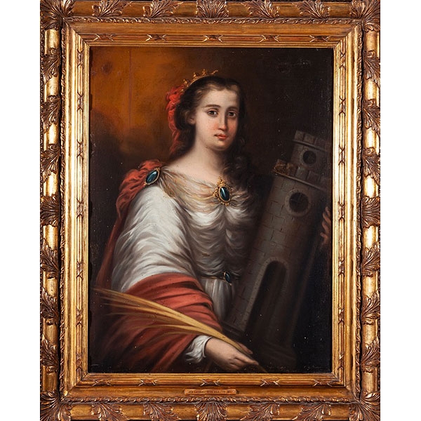 Atribuído a José Gutiérrez de la Vega (Sevilla, 1791 - 1865) "Santa Bárbara"