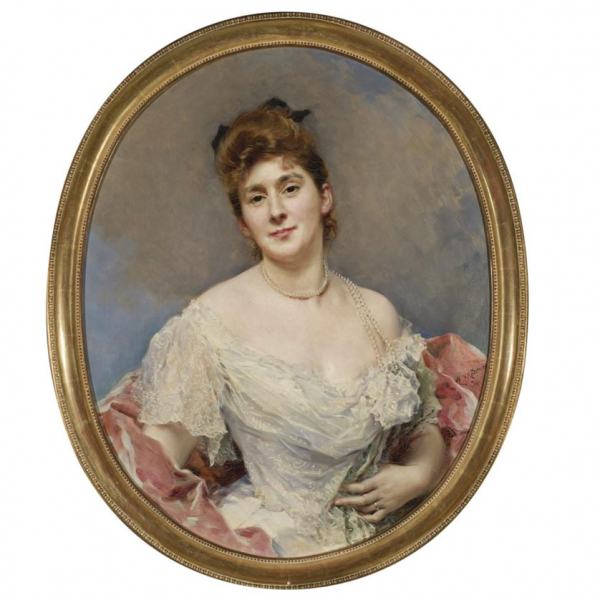 Raimundo de Madrazo.   "Retrato de dama con collar de perlas (1894)". Óleo sobre lienzo.