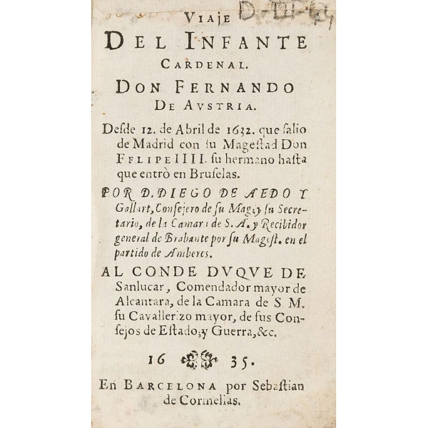 Aedo. Viaje del Infante D. Fernando de Austria 1635