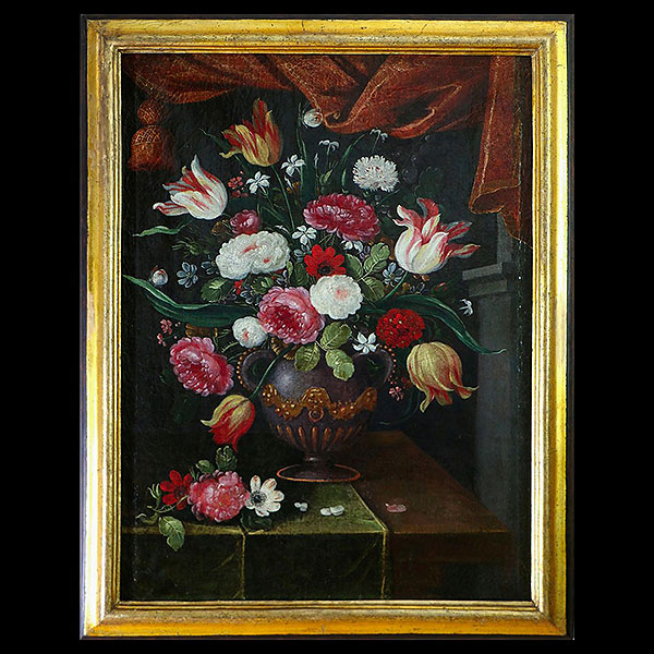 Andries Daniels (1580-1640) y taller - Jarrón con flores
