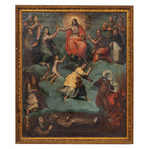 ESCUELA ESPAÑOLA  (S. XVIII) "Escena religiosa" Óleo / Lienzo