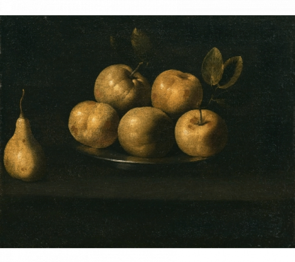 JUAN DE ZURBARÁN (Llerena, 1620- Sevilla, 1649) Plato de manzanas y pera