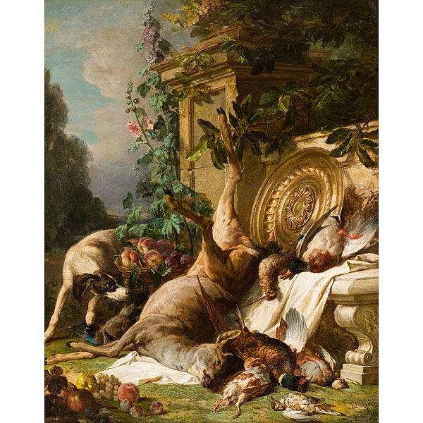 Edouard Gèrard (act.1845 - 1876) "Bodegón de caza".
