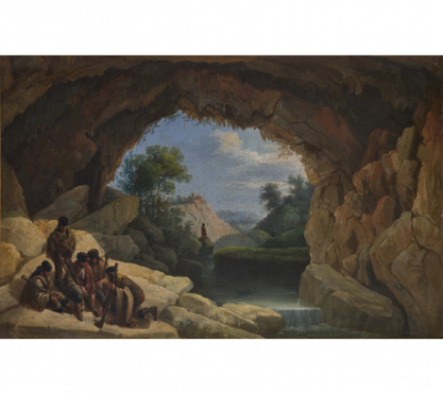 MANUEL BARRÓN Y CARRILLO (Sevilla, 1814-1884).  Bandoleros en la cueva del gato, en la serranía de Ronda.  Sevilla, 1857.  