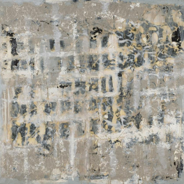 Alejandro Garmendia.   "Ventanas II (1992)". Técnica mixta (collage y parafina) sobre lienzo adherido a tabla.