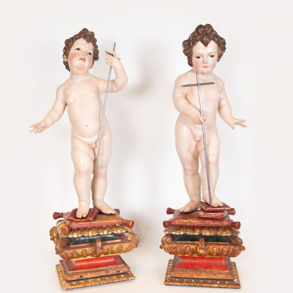 Excepcional Talla Pareja de Niño Jesús y San Juanito, atribuidos a Juan de Mesa (Córdoba, 26 de junio de 1583 - Sevilla, 26 de noviembre de 1627).