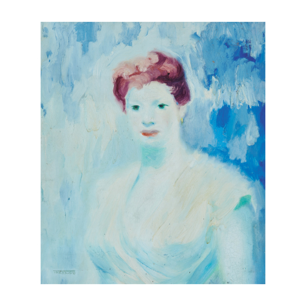Casimir Martínez Tarrassó (Barcelona, 1898-1980)  Retrato de dama.  Óleo sobre tela. Firmado. 
