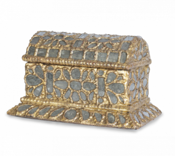 Caja de "luces" de madera dorada y espejos. México, Nueva España, ff. del S. XVI - pp. del S. XVII.