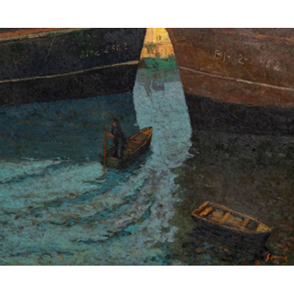 CARMELO GARC&Iacute;A BARRENA  (Bilbao 1926 - 2000) "Arrantzal en la txalupa"