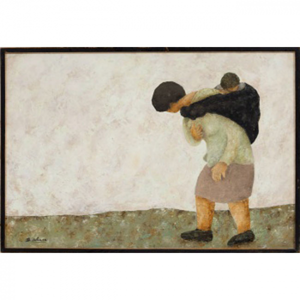 DIONISIO BLANCO ORTEGA   (San Salvador del Valle, Vizcaya 1927 - Bilbao 2003)  "Mujer con niño a su espalda "   