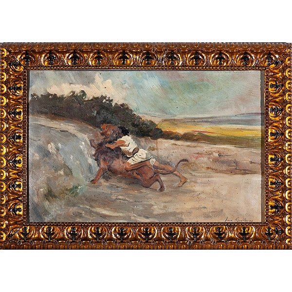 José Guiteras (Játiva, Valencia 1885 - 1950) "Sansón luchando con un león"