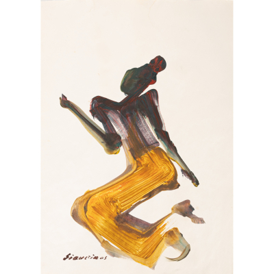 David Alfaro Siqueiros (M&eacute;xico, Chiuaua, 1896-Cuernavaca, 1974)  Figura femenina.  Acr&iacute;lico sobre papel. Firmado. 