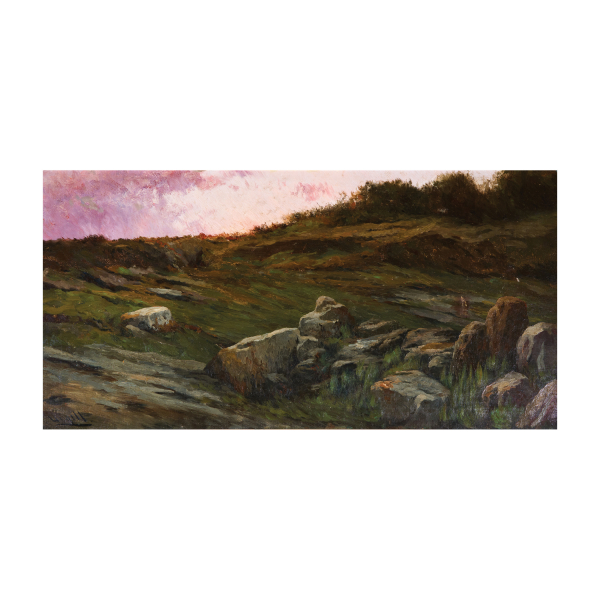 Modest Urgell Inglada (Barcelona, 1839-1919) Atardecer. &Oacute;leo sobre tela. Firmado.