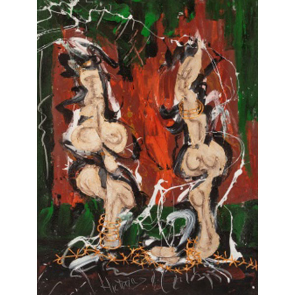 FERNANDO  NIEVAS JIMÉNEZ  (Alfaro, La Rioja 1956) "Totones" Firmado: Nievas Acrílico / pigmentos/ áridos / Lienzo 