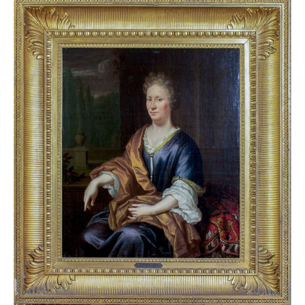 Thomas VAN DER WILT (1659-1733) "Retrato de mujer noble", escuela holandesa del siglo XVIII.    Óleo sobre lienzo