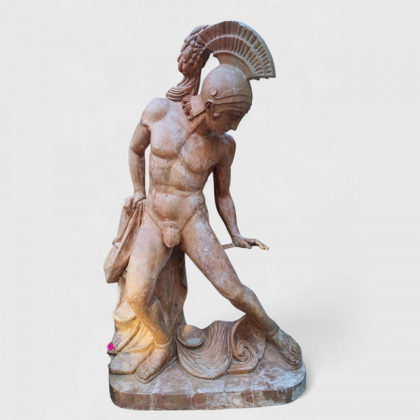 Siguiendo modelos de Innocenzo Fraccaroli (Verona, 1805 - Milano, 1882) "Aquiles herido en terracota". Italia siglo XX. 