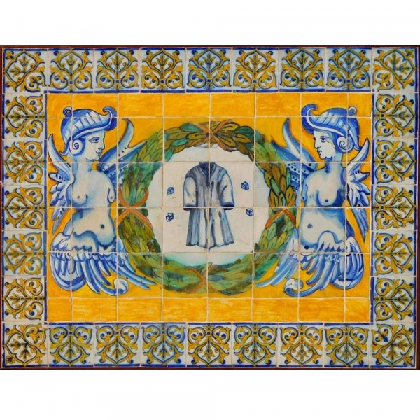 Panel de azulejos portugueses policromados representado La Pasión de Cristo, siglo XVII.