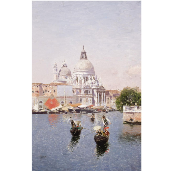 Mart&iacute;n Rico y Ortega. "Santa Maria della Salute". &Oacute;leo sobre tabla. Firmado 