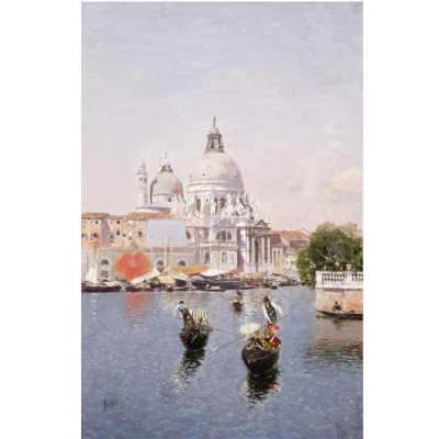 Mart&iacute;n Rico y Ortega. "Santa Maria della Salute". &Oacute;leo sobre tabla. Firmado 
