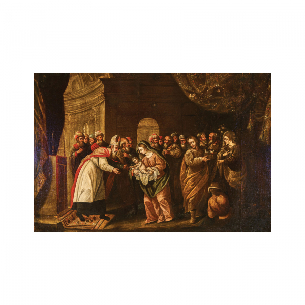 Escuela europea, s.XVIII. La presentación de Jesús en el Templo. Óleo sobre tela.