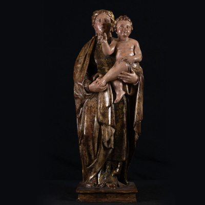 Importante &quot;Virgen con Niño en brazos&quot; atribuible a Sebastián Ducete (1568-1621), escuela renacentista castellana del siglo XVI.  