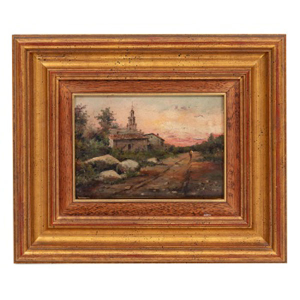 CASIMIRO  SÁINZ SÁINZ  (Matamorosa, Cantabria 1853 - Madrid 1898) "Paisaje con personaje"