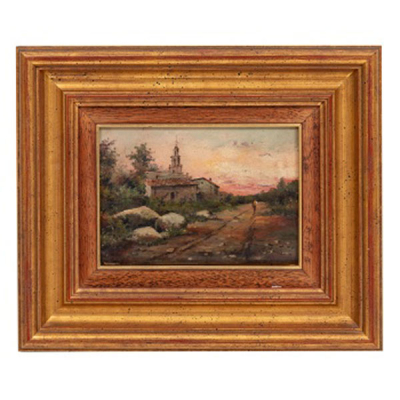 CASIMIRO  SÁINZ SÁINZ  (Matamorosa, Cantabria 1853 - Madrid 1898) &quot;Paisaje con personaje&quot;