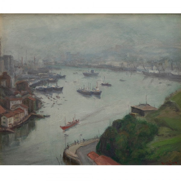 "Vista de Pasajes"  ELOY ERENCHUN (Guipúzcoa, 1904-San Sebastián, 1997) Óleo/Lienzo