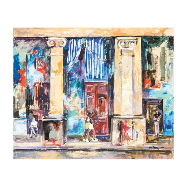 Antonio Vives Fierro (Barcelona, 1940) Paseo de La Habana. T&eacute;nica mixta y collage sobre tela.