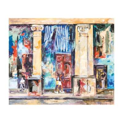 Antonio Vives Fierro (Barcelona, 1940) Paseo de La Habana. T&eacute;nica mixta y collage sobre tela.