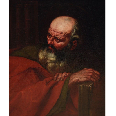 Giovanni Battista Langetti (Génova, 1635 – Venecia, 1676) - Filósofo.   Óleo sobre lienzo. 
