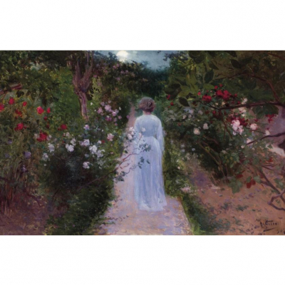 Antonio Fillol.  &quot;Caminando por la rosaleda (1902)&quot;. Óleo sobre lienzo. Firmado y fechado (902) 