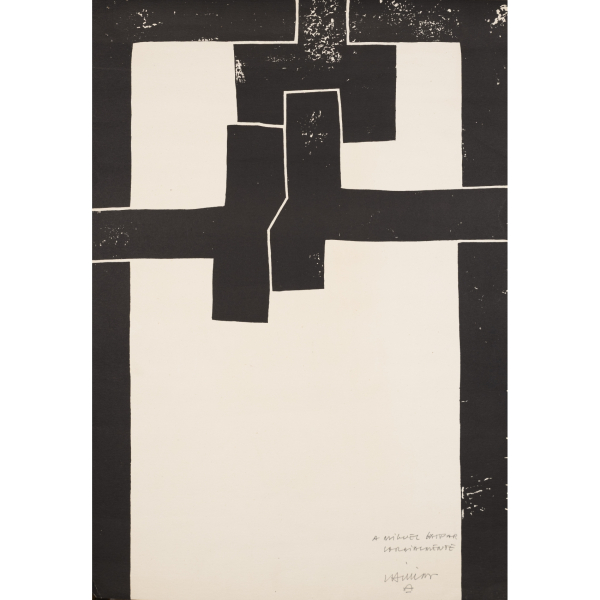 Eduardo Chillida. Barcelona I. Litograf&iacute;a Firmada y dedicada a l&aacute;piz a Miquel Gaspar.