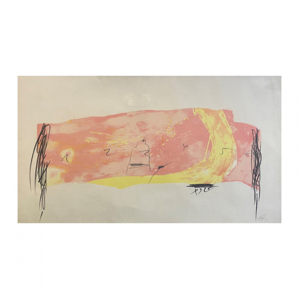 Antoni Tàpies (Barcelona, 1923-2012) Nocturn matinal. Litografía sobre papel Guarro con dibujo original a lápiz y carboncillo.