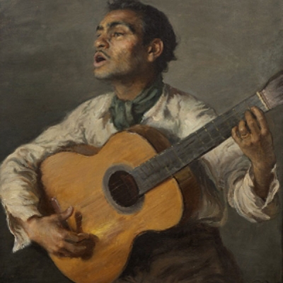 RAMÓN PICHOT GIRONES  (Barcelona 1870 - Paris 1925) &quot;Cantaor con guitarra&quot;