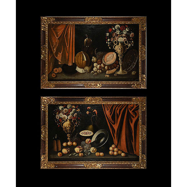 BLAS DE LEDESMA (documentado en Granada entre 1602 y 1614) , se adjunta ficha, finales siglo XVI inicios XVII- Monumental Pareja de Bodegones.